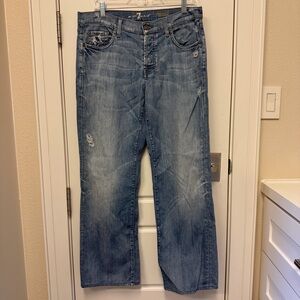 7 For All Mankind Men's Relaxed Light Blue Jeans